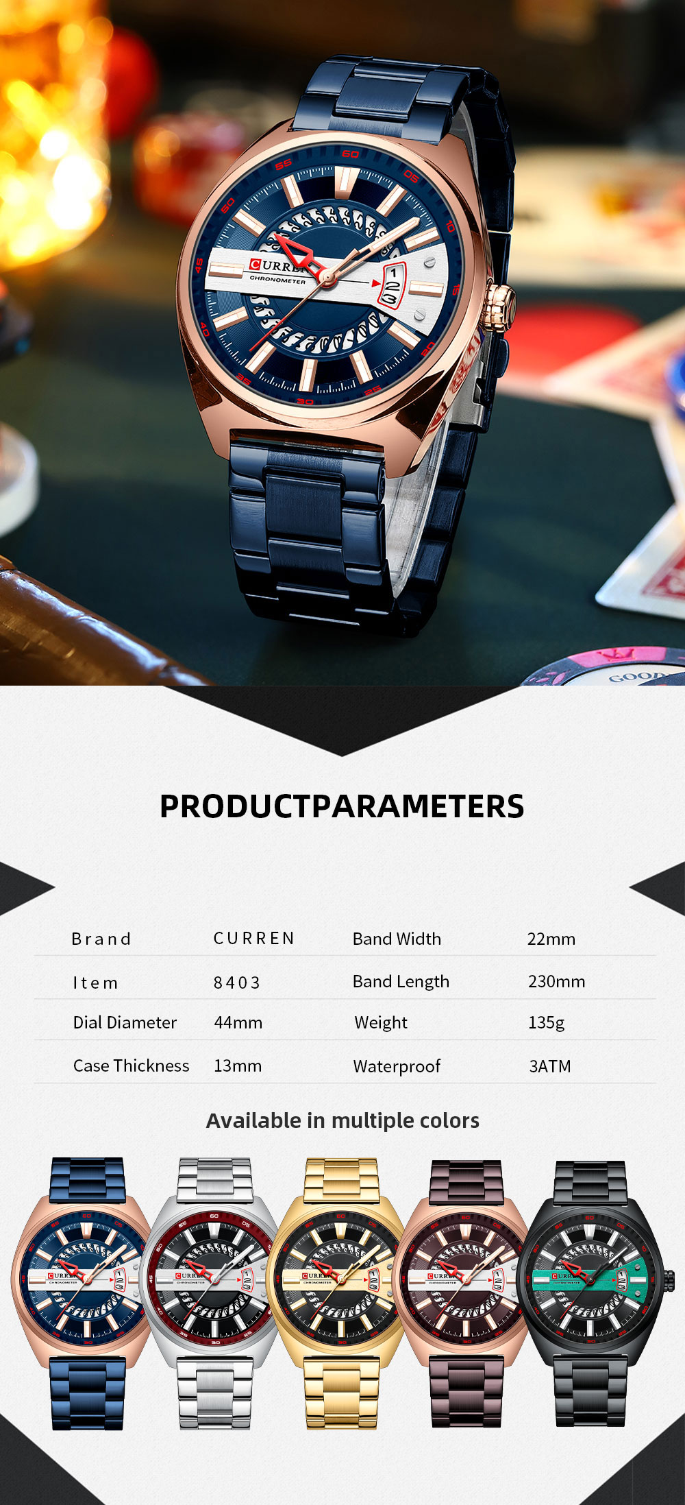 Men's Creative Gold Steel Watch – Luminous – detail 21