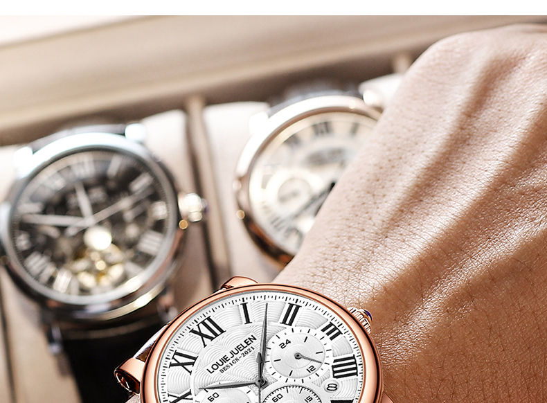 Men's Genuine Leather Chronograph with 24-Hour Display – detail 38