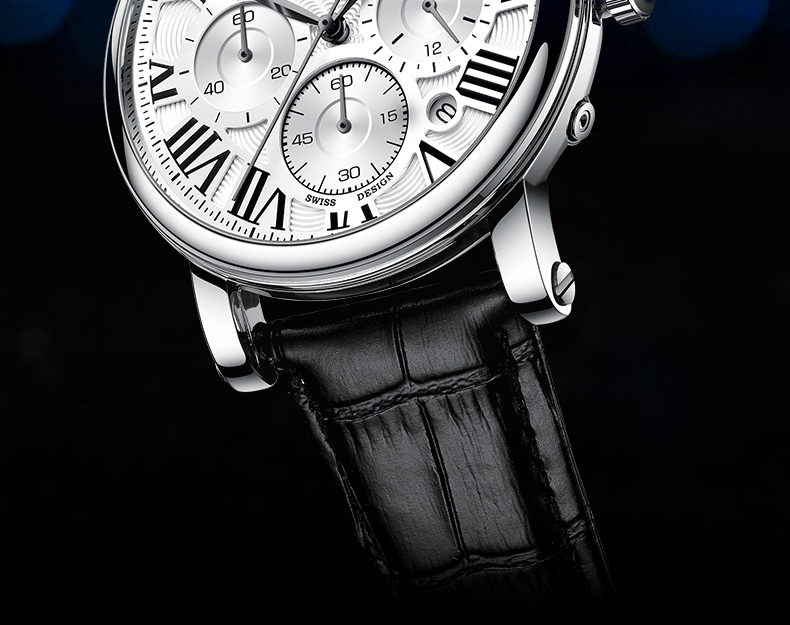 Men's Genuine Leather Chronograph with 24-Hour Display – detail 5
