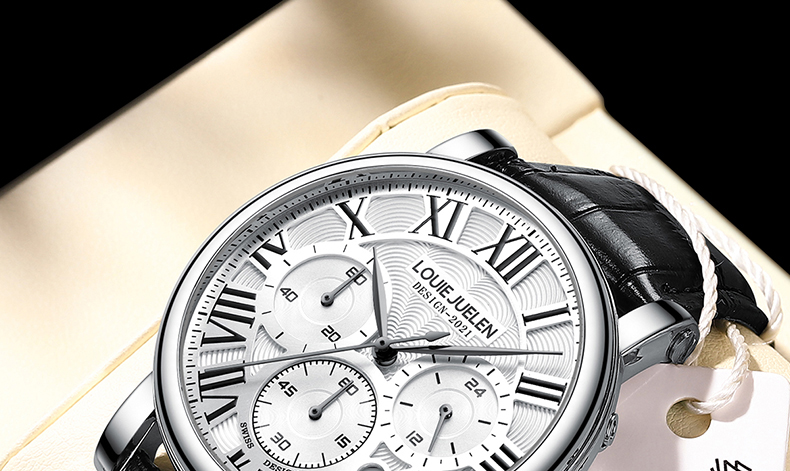 Men's Genuine Leather Chronograph with 24-Hour Display – detail 7
