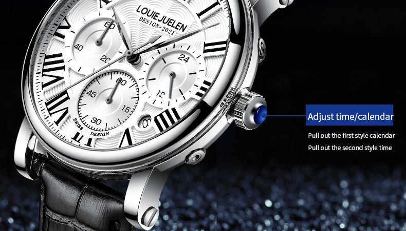 Men's Genuine Leather Chronograph with 24-Hour Display – detail 27