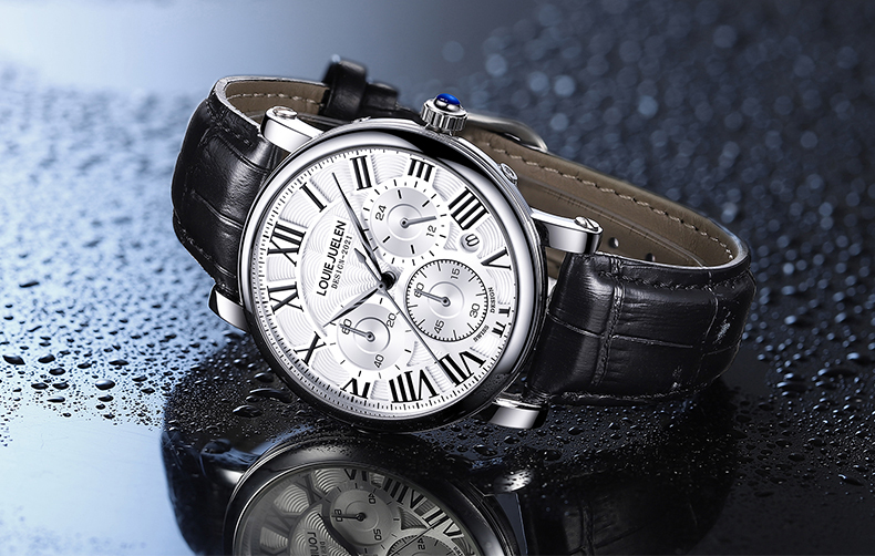 Men's Genuine Leather Chronograph with 24-Hour Display – detail 10
