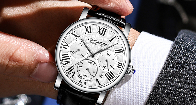 Men's Genuine Leather Chronograph with 24-Hour Display – detail 14