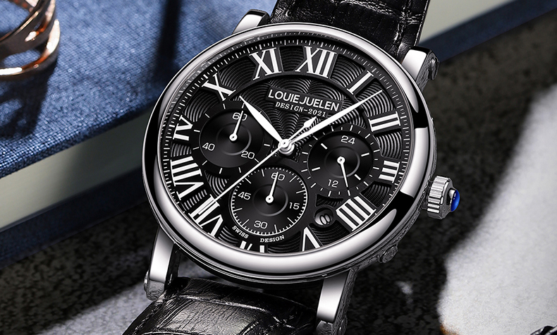 Men's Genuine Leather Chronograph with 24-Hour Display – detail 22