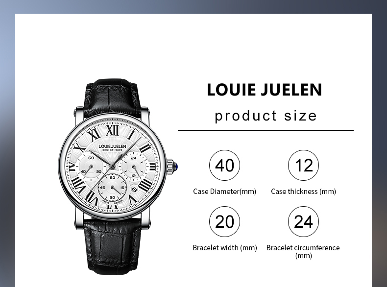 Men's Genuine Leather Chronograph with 24-Hour Display – detail 24