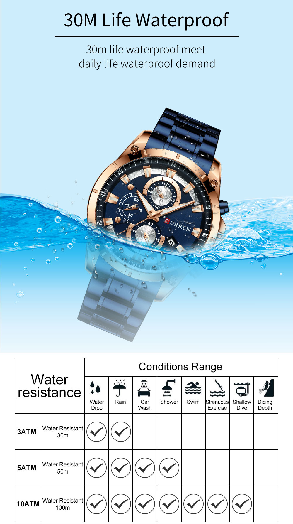 CURREN Men's Gold Chronograph – 47 mm – detail 7