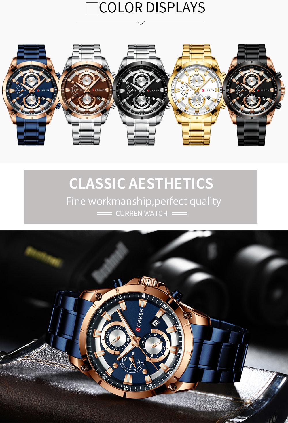 CURREN Men's Gold Chronograph – 47 mm – detail 3